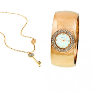 iChica - Vivaldi sieradenset met gold-plated horloge en collier afgewerkt met Swarovski kristallen (64% korting)