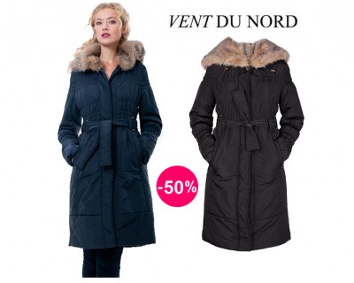 iChica - Warme en stijlvolle VENT DU NORD winterjas met bontkraag iChica - Warme en stijlvolle VENT DU NORD winterjas met bontkraag