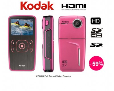 iChica - Weerbestendige Kodak ZX1 Pocket Videocamera - 59% korting iChica - Weerbestendige Kodak ZX1 Pocket Videocamera - 59% korting