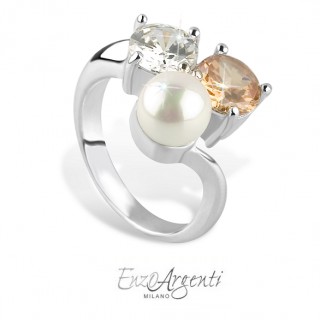 iChica - Zilveren Enzo Argenti Ring Met Parel En Zirkonia's iChica - Zilveren Enzo Argenti Ring Met Parel En Zirkonia's