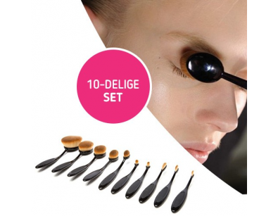 IDiva - 10-Delige Ovale Make-Up Borstelset IDiva - 10-Delige Ovale Make-Up Borstelset