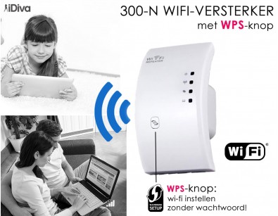 IDiva - 300-N WiFi-versterker met WPS-knop IDiva - 300-N WiFi-versterker met WPS-knop