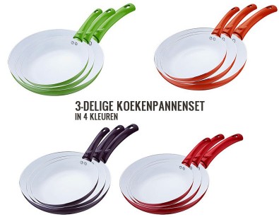 IDiva - 3-Delige Keramische Koekenpannenset IDiva - 3-Delige Keramische Koekenpannenset