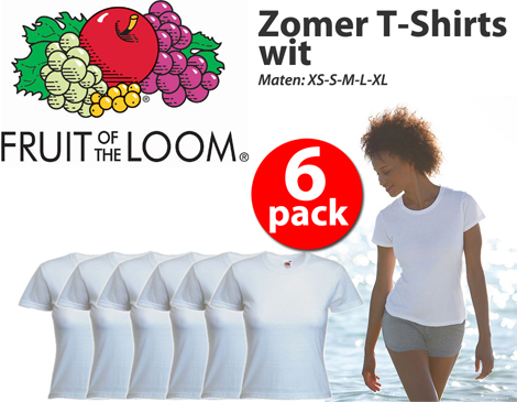 IDiva - 6-Pack Fruit Of The Loom Dames T-shirts IDiva - 6-Pack Fruit Of The Loom Dames T-shirts