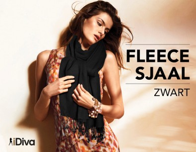 IDiva - Elegante zwarte design fleece sjaal