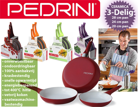 IDiva - Pedrini 3-Delige Keramische Pannenset IDiva - Pedrini 3-Delige Keramische Pannenset
