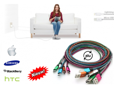 IDiva - Stoffen Aluminium 3 Meter Usb Kabel IDiva - Stoffen Aluminium 3 Meter Usb Kabel