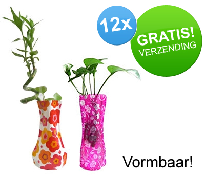 Koopjessite - 12 x Vormbare plastic vazen - Bloemen motief Koopjessite - 12 x Vormbare plastic vazen - Bloemen motief