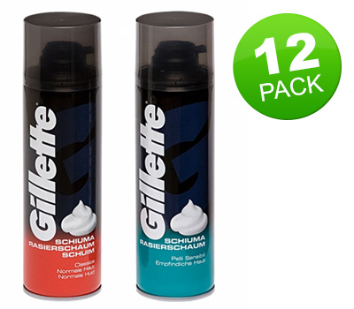 Koopjessite - 12-pack Gillette Scheerschuim 300ml Normal of Sensitive