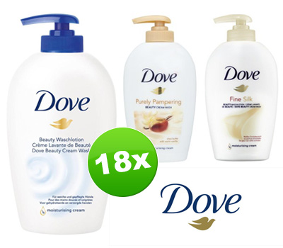 Koopjessite - 18-pack: Dove Hydraterende Handzeep (250 ml - drie geuren)