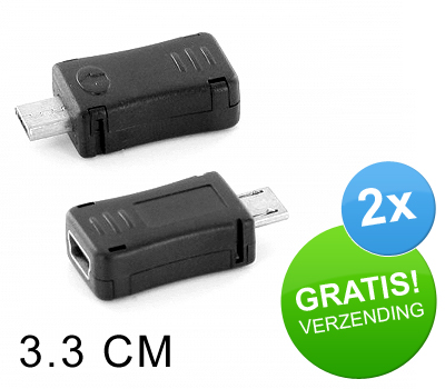 Koopjessite - 2 x Adapter: mini USB naar micro USB Koopjessite - 2 x Adapter: mini USB naar micro USB