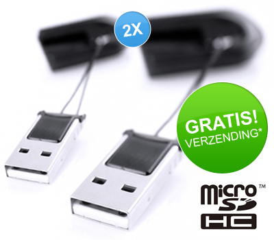 Koopjessite - 2 x USB Kaartlezer voor microSD