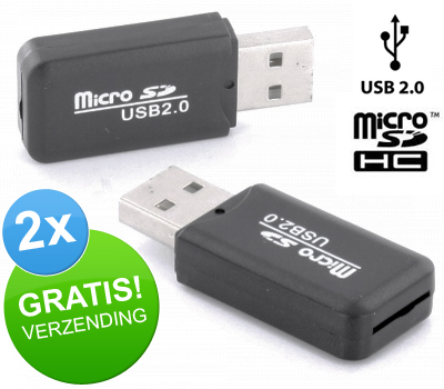 Koopjessite - 2 x USB Kaartlezer voor microSDHC Koopjessite - 2 x USB Kaartlezer voor microSDHC