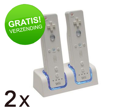 Koopjessite - 2x Wii Charger Station incl. 4x Batterij Pack