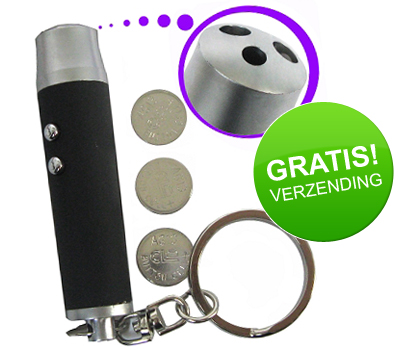 Koopjessite - 3-in-1 Sleutelhanger met LED-lamp, laser en money check Koopjessite - 3-in-1 Sleutelhanger met LED-lamp, laser en money check