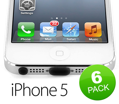 Koopjessite - 6-pack: Anti-stof plugs voor iPhone 5