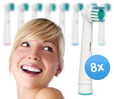 Koopjessite - 8 opzetborstels voor alle gangbare Oral-B elektrische tandenborstels Koopjessite - 8 opzetborstels voor alle gangbare Oral-B elektrische tandenborstels