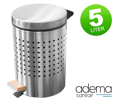 Koopjessite - Adema RVS Pedaalemmer met Houten Voet (5 liter) Koopjessite - Adema RVS Pedaalemmer met Houten Voet (5 liter)