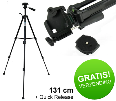 Koopjessite - Aluminium camera statief (131 cm) met Quick Release Koopjessite - Aluminium camera statief (131 cm) met Quick Release