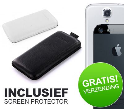 Koopjessite - Beschermhoes (pouch) en screen protector voor iPhone 5 of Galaxy S4 Koopjessite - Beschermhoes (pouch) en screen protector voor iPhone 5 of Galaxy S4