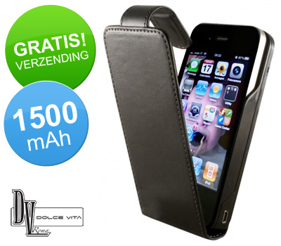 Koopjessite - Dolce Vita beschermhoes met accu - Voor Apple iPhone 4 en 4S Koopjessite - Dolce Vita beschermhoes met accu - Voor Apple iPhone 4 en 4S