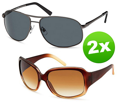 Koopjessite - Duo deal: 2x Piloten of Trendy Zonnebril (diverse modellen)