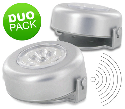Koopjessite - Duo-pack: LED Spot met geluid en beweging detectie Koopjessite - Duo-pack: LED Spot met geluid en beweging detectie