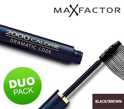 Koopjessite - Duo-pack: Max Factor 2000 Calorie Mascara - Black/Brown Koopjessite - Duo-pack: Max Factor 2000 Calorie Mascara - Black/Brown