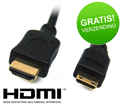 Koopjessite - HDMI naar HDMI-mini kabel Gold Plated (2 meter, HDMI 1.3)