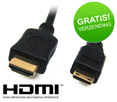 Koopjessite - HDMI naar HDMI-mini kabel Gold Plated (2 meter, HDMI 1.3) Koopjessite - HDMI naar HDMI-mini kabel Gold Plated (2 meter, HDMI 1.3)