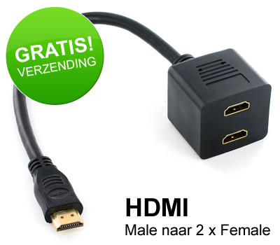 Koopjessite - HDMI Splitter - Male naar 2 x Female (Gold Plated) Koopjessite - HDMI Splitter - Male naar 2 x Female (Gold Plated)