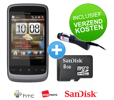 Koopjessite - HTC Touch2 Gloss Silver NL met Accessoires Pack