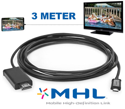 Koopjessite - MHL Adapter: micro USB naar HDMI (3 meter) Koopjessite - MHL Adapter: micro USB naar HDMI (3 meter)