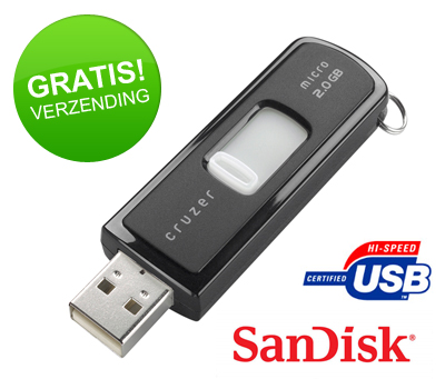 Koopjessite - SanDisk Cruzer Micro USB Stick 2GB