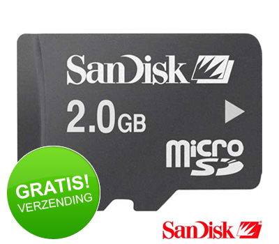 Koopjessite - SanDisk microSD 2GB met SD Adapter Koopjessite - SanDisk microSD 2GB met SD Adapter