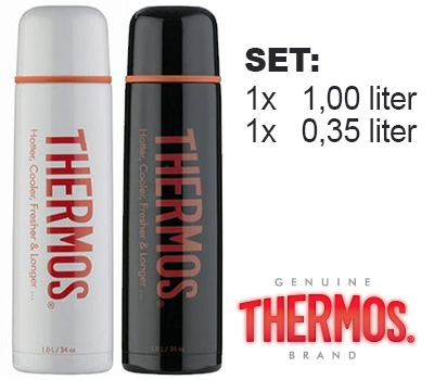 Koopjessite - Set van 2 Thermos Isolatieflessen (Zwart of Wit) Koopjessite - Set van 2 Thermos Isolatieflessen (Zwart of Wit)