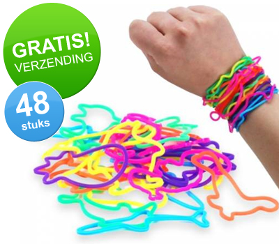 Koopjessite - Siliconen armbandjes - Dieren (48 stuks)