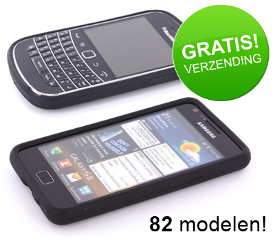 Koopjessite - Siliconen case voor diverse smartphones - O.a. Bold 9900 en Galaxy S II Koopjessite - Siliconen case voor diverse smartphones - O.a. Bold 9900 en Galaxy S II