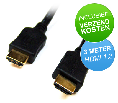 Koopjessite - Sinterklaas 4 daagse: HDMI-Kabel Gold Plated 3 meter (HDMI 1.3)
