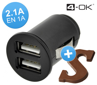 Koopjessite - Sinterklaas 5-daagse: 4-OK Dual USB Autolader (1A en 2.1A)
