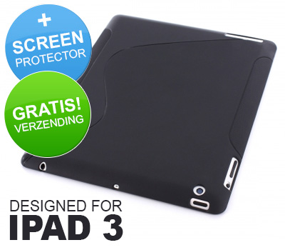 Koopjessite - TPU beschermhoes met screen protector voor Apple iPad 3