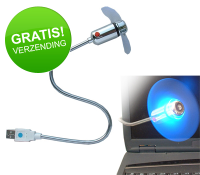 Koopjessite - USB Ventilator met Blauw Licht