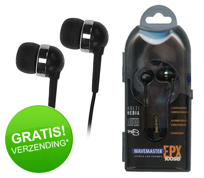 Koopjessite - WaveMaster In-Ear Stereo Koptelefoon EPX1009B Black Koopjessite - WaveMaster In-Ear Stereo Koptelefoon EPX1009B Black