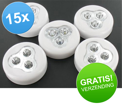 Koopjessite - Zelfklevende Click LEDs (15 Pack) Koopjessite - Zelfklevende Click LEDs (15 Pack)