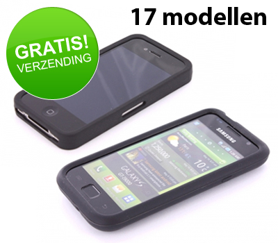 Koopjessite - Zwarte siliconen case voor diverse smartphones