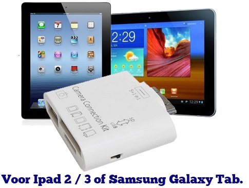 Lifestyle Deal - 5 In 1 Camera Connector Voor De Ipad 2 / 3 Of Samsung Galaxy Tab