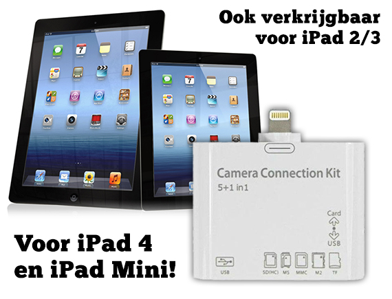 Lifestyle Deal - 5-In-1+usb Camera Connection Kit Voor Ipad Mini/ipad 4 Of Ipad 2/3 Lifestyle Deal - 5-In-1+usb Camera Connection Kit Voor Ipad Mini/ipad 4 Of Ipad 2/3