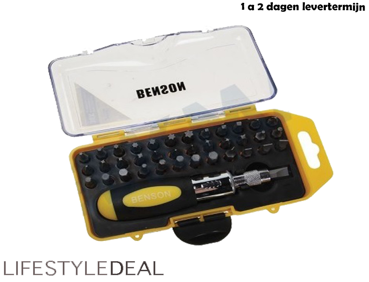 Lifestyle Deal - Benson 38 Dlg Bit Schroef - En Torx Set; Onze Deal Uw Kwaliteit; Prijs Altijd Incl. Verzenden
