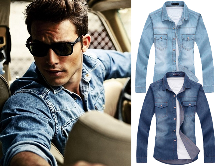 Lifestyle Deal - Casual Denim Herenshirt In Licht- Of Donkerblauw Lifestyle Deal - Casual Denim Herenshirt In Licht- Of Donkerblauw
