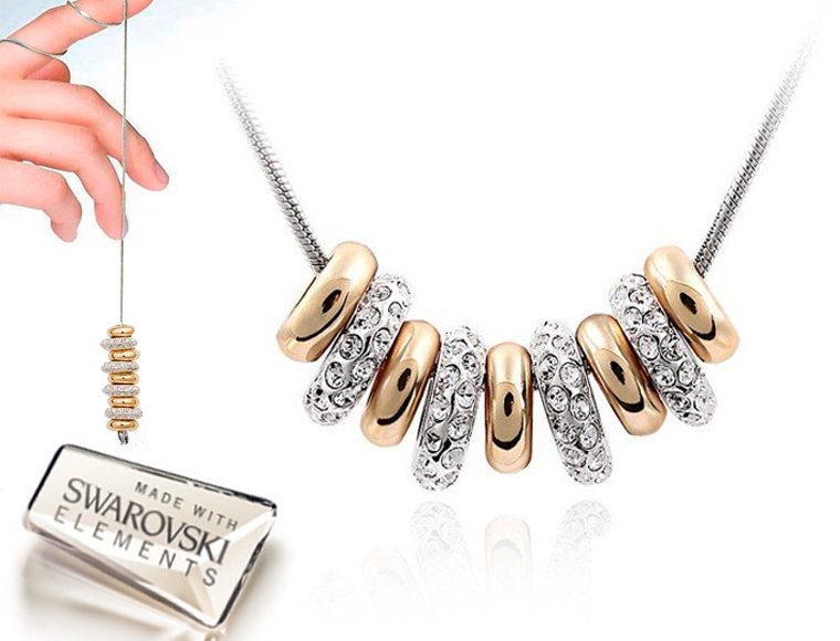 Lifestyle Deal - Collier Met 9 Ringen In Rose-kleur Met Swarovski Elements Lifestyle Deal - Collier Met 9 Ringen In Rose-kleur Met Swarovski Elements